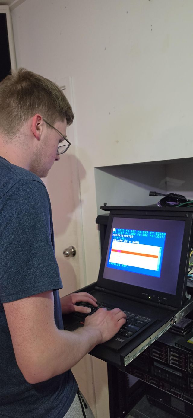 Ben configuring a server via a rack console