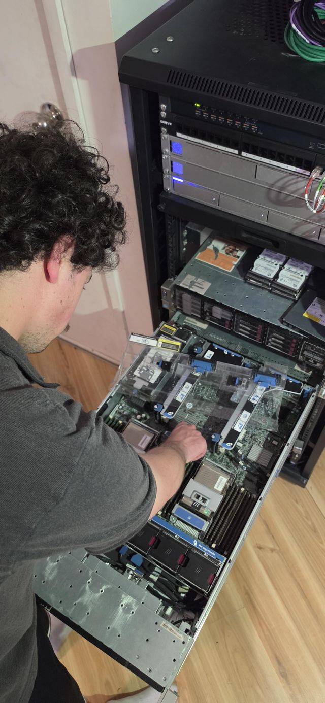 Jaylem working on an open server chassis